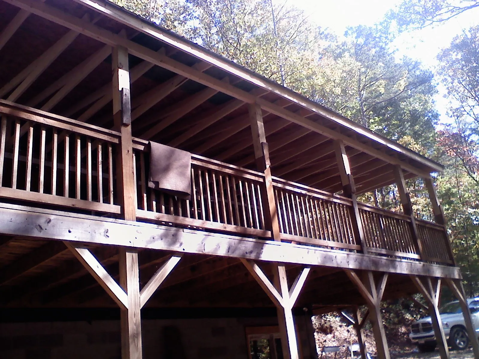 Timber framing under a new elevated porch and deck — Roof Leak Repair in Covesville by Roofing Brothers